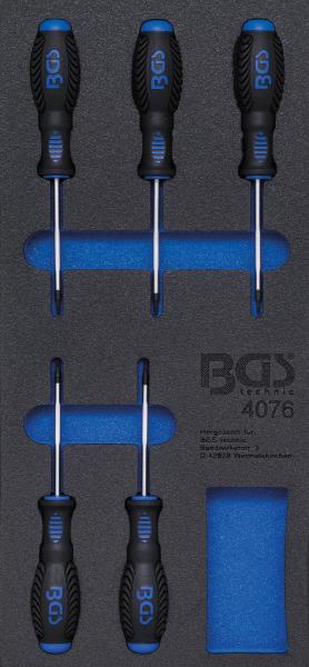 BGS Werkstattwageneinlage 1/3: Schraubendreher T-Profil (für Torx) 5-tlg. 4076